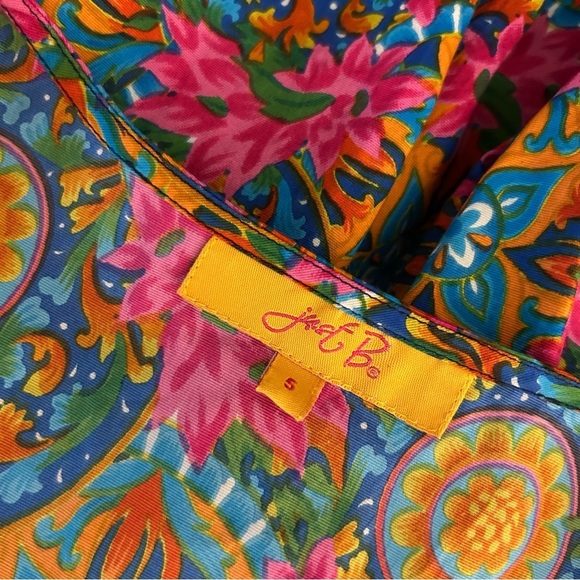 Just B Orange Blue Paisley Sleeveless Mini Flowy Party Dress S - Picture 11 of 11